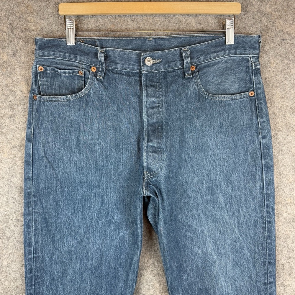 Levis 501XX Jeans Mens 35x32 Blue Straight Fit Button Fly VTG Y2K Whiskered - Picture 3 of 12